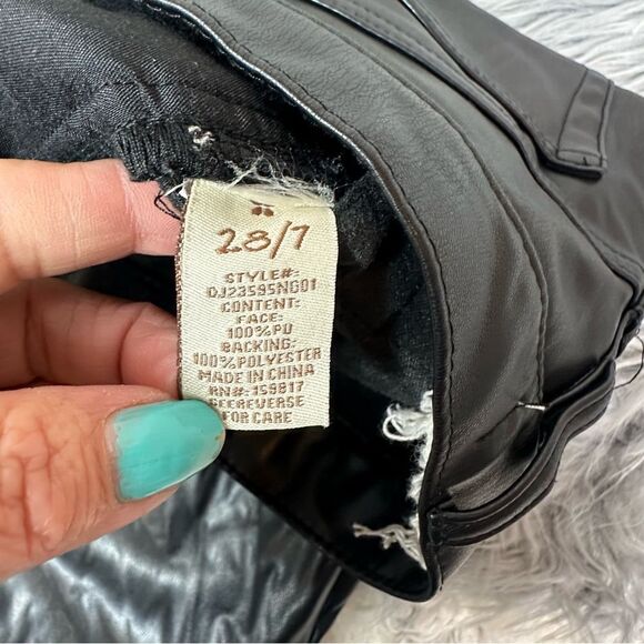 Black Straight Leg Jeans with Sleek Finish faux leather - Picture 8 of 10